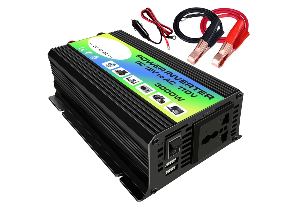 INVERTER de Onda Senoidal Modificada 3000w, Conversor CC 12v para AC 110v/220v, USB 2.1a, para Carro