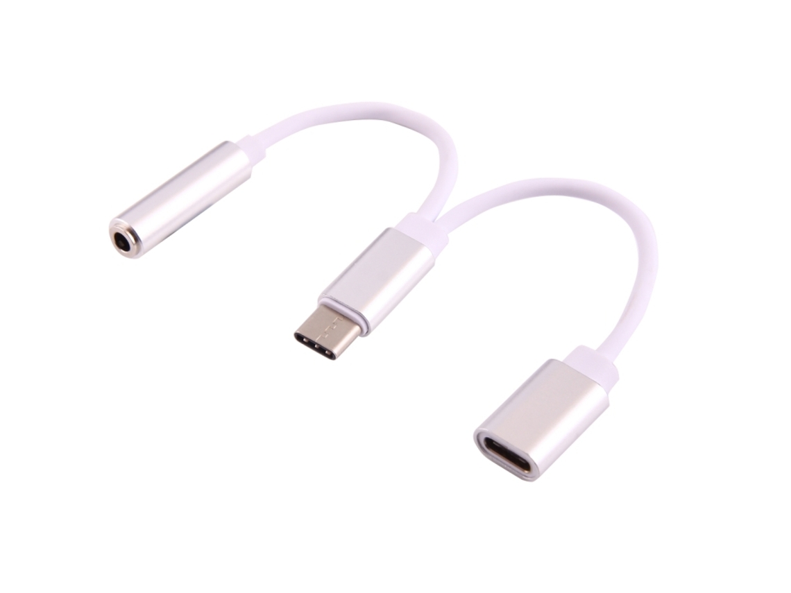 Adaptador Duplo Halinuia Macho Tipo-c Para Fêmea 3,5mm Áudio + Fêmea Tipo-c Carregamento
