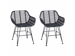 Conjunto 2 Cadeira De Jantar Vidaxl Preto Vime (55 X 50 X 74 Cm)