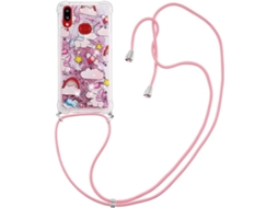 Correia Areia Unicórnio para Samsung Galaxy A10 S HONGWE. Pele Sintética Rosa