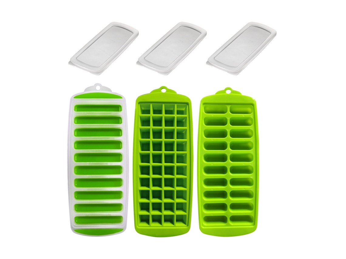 Pack 3 Moldes De Silicone Para Cubos De Gelo Longos - Forma Reutilizável Com Tampa Para Garrafas Desportivas E Cocktails