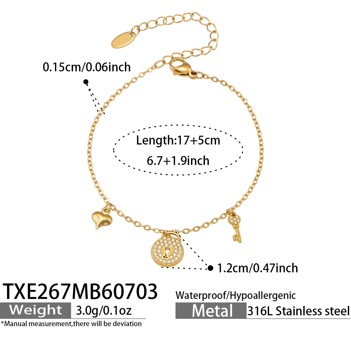 (pulseira) Colar/pulseira Com Pingente De Cadeado Banhado A Ouro, Mini Cadeado Para Presente De Natal.