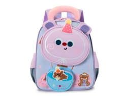 Mochila Eifson Urso 3d Com Bolsa, 28x34x13cm, Leve - Roxo