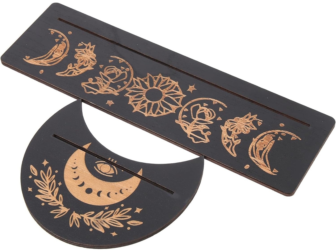Porta-cartas De Tarô De Madeira, Em Formato De Lua, Decorativo