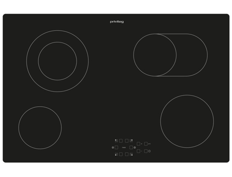 Pctac 7042 Ne Placa Preto Embutido 75 Cm Cerâmica 4 Zonas PRIVILEG