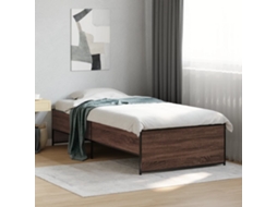Estrutura De Cama Derivados De Madeira/metal Carvalho Castanho