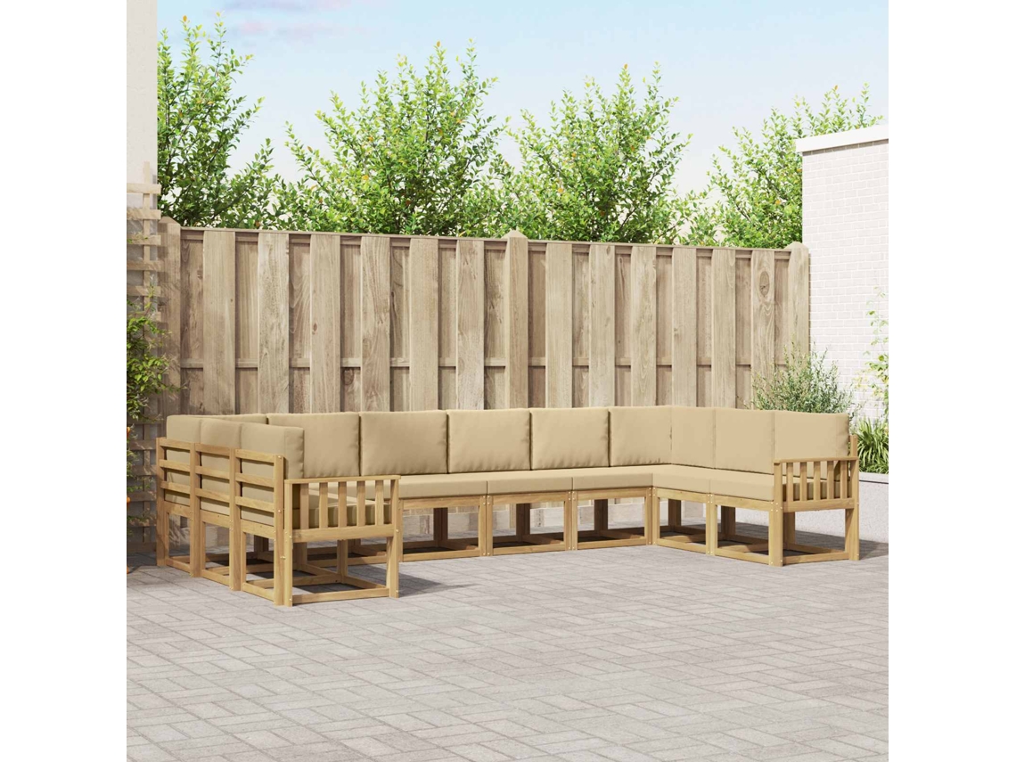 Vidaxl Conjunto De Sofás Para Exterior 10 Unid. Branco E Bege