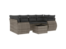 Conjunto de 7 sofás para jardim com almofadões Vime Pe Cinzento MAISON EXCLUSIVE (7 peças)