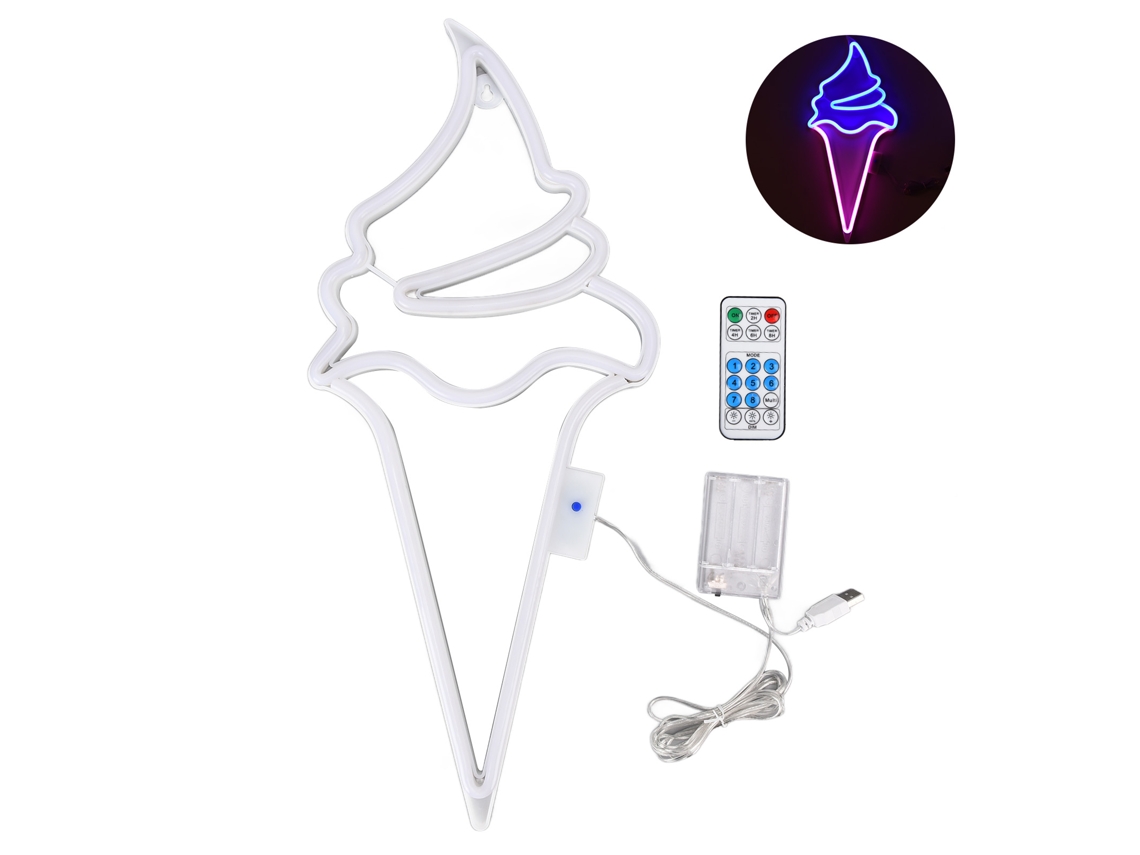 Luz Neon Led com Bateria Usb Decorativa Controle Remoto Azul Rosa