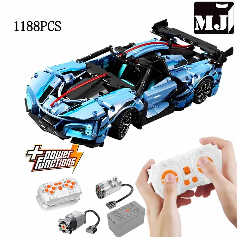 Conjunto De Blocos De Montar De Supercarro Azul (elétrico) Com 1188 Peças