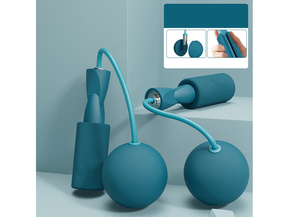 Corda de Pular Sem Fio com Rolamentos Duplos para Fitness Azul Peacock | S/MARCA