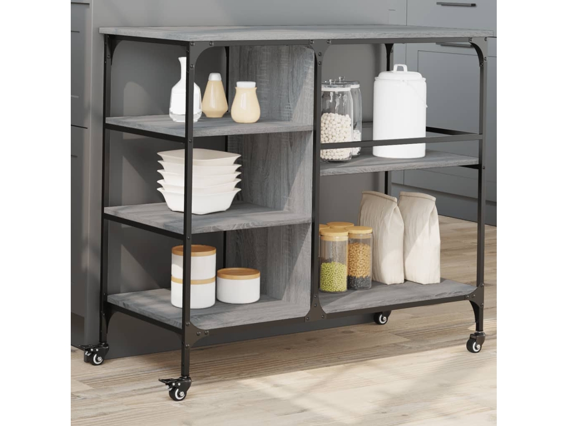 Vidaxl Carrinho De Cozinha 100x45x89,5 Cm Deriv. Madeira Cinza Sonoma
