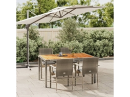 5 Pcs Conjunto De Jantar P/ Jardim C/ Almofadões Vime Pe Cinza Dkd Home Decor