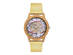 Relógio unissex para casais com pulseira de silicone e mostrador redondo dourado.