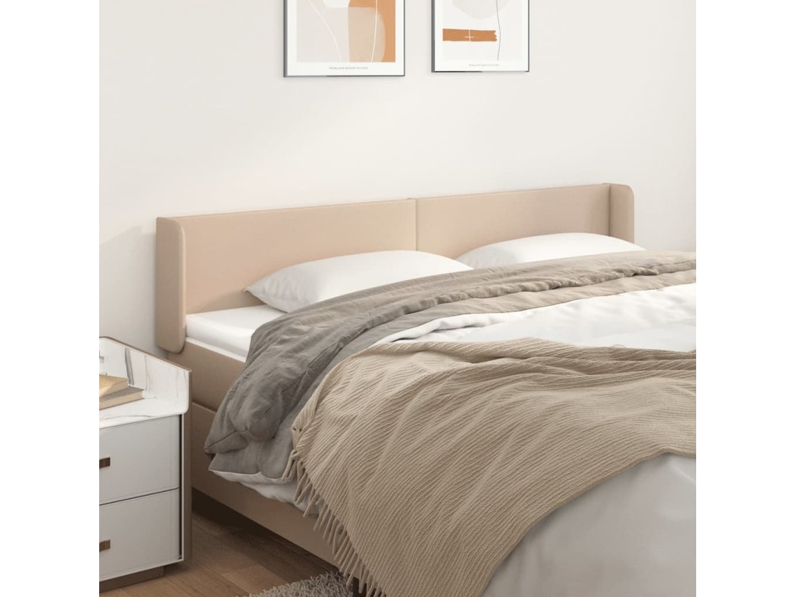Cabecero de cama de piel sintética 183x16x78/88 cm color capuchino