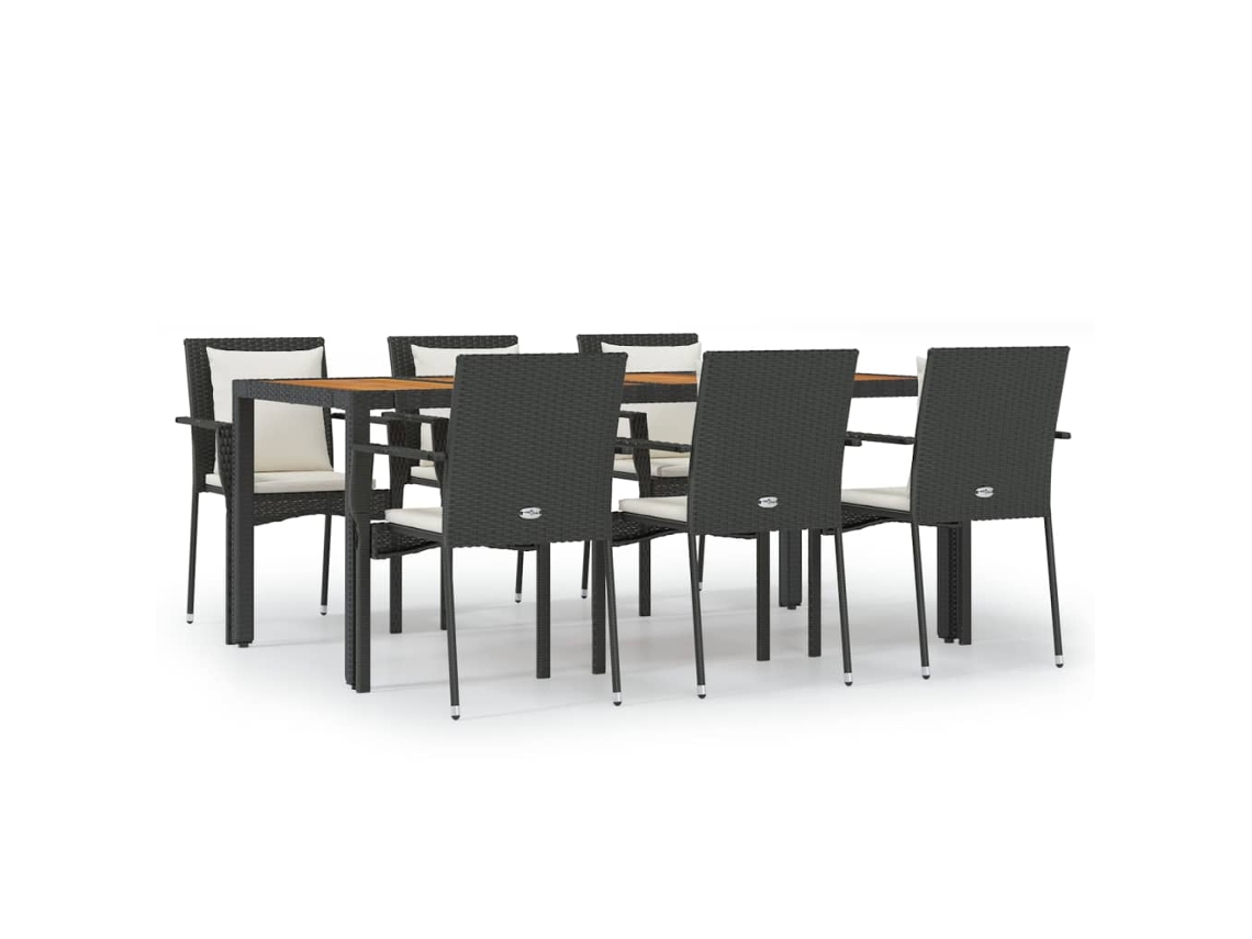 Garden Dining Set, Garden Dining Sets Vidaxl Preto Rattan / Vime (190 Cm Table Length)