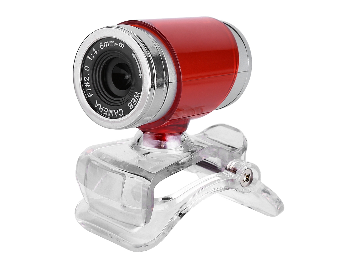 Webcam Usb Hd De 360 Graus Com Microfone Clip On 0,3 Megapixels Vermelho Prateado