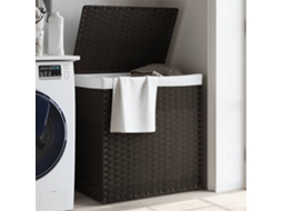 Vidaxl Cesto P/ Roupa Suja C/ 2 Secções 53x35x57 Cm Castanho-escuro