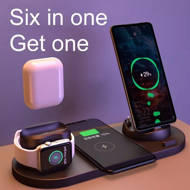 Base De Carregamento Rápido Com Carregador Sem Fio Tudo Em Um Para Celulares Android E Apple SUNNY SPACES