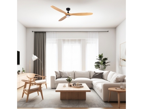 Rowind L Ventoinha De Teto Preta/pinho Com Luz Ã˜152 Cm Ventyly