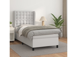 Vidaxl Cama com Molas/colchão 90x190 Cm Couro Artificial Branco