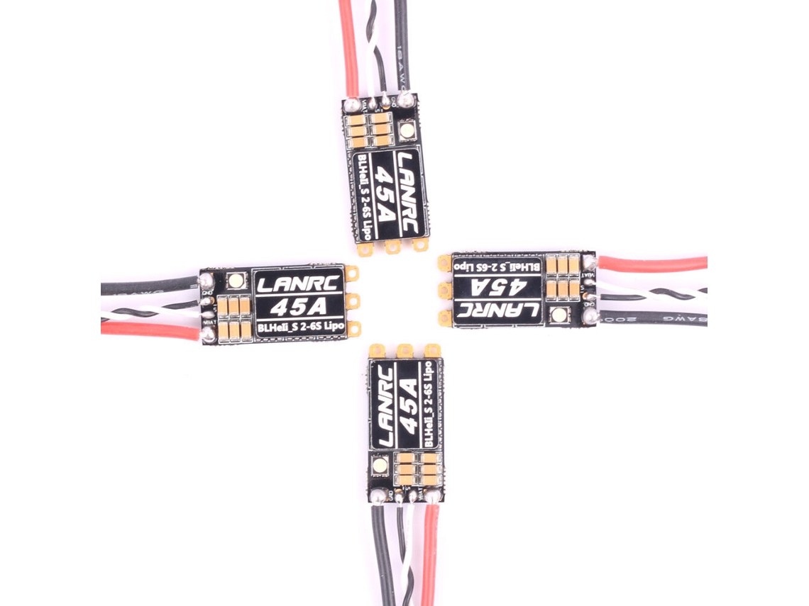 4 Unidades de Esc 35a Lanrc 35a / 45a Blheli_s 2 6s com Leds Rgb, Compatível com Dshot150 300 600 para Drones de Corrida Fpv MDUG
