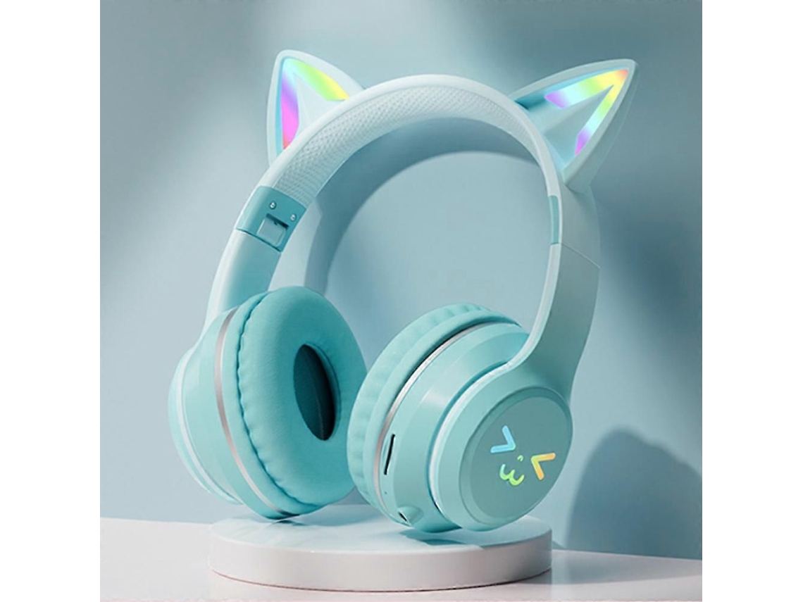 Fones de Ouvido Sem Fio com Orelhas de Gato, RGB, Microfone, TF TAISHENGDA