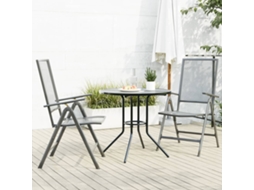 Cadeiras Reclináveis Jardim 3 Pcs Aço Revestido A Pó Antracite Dkd Home Decor
