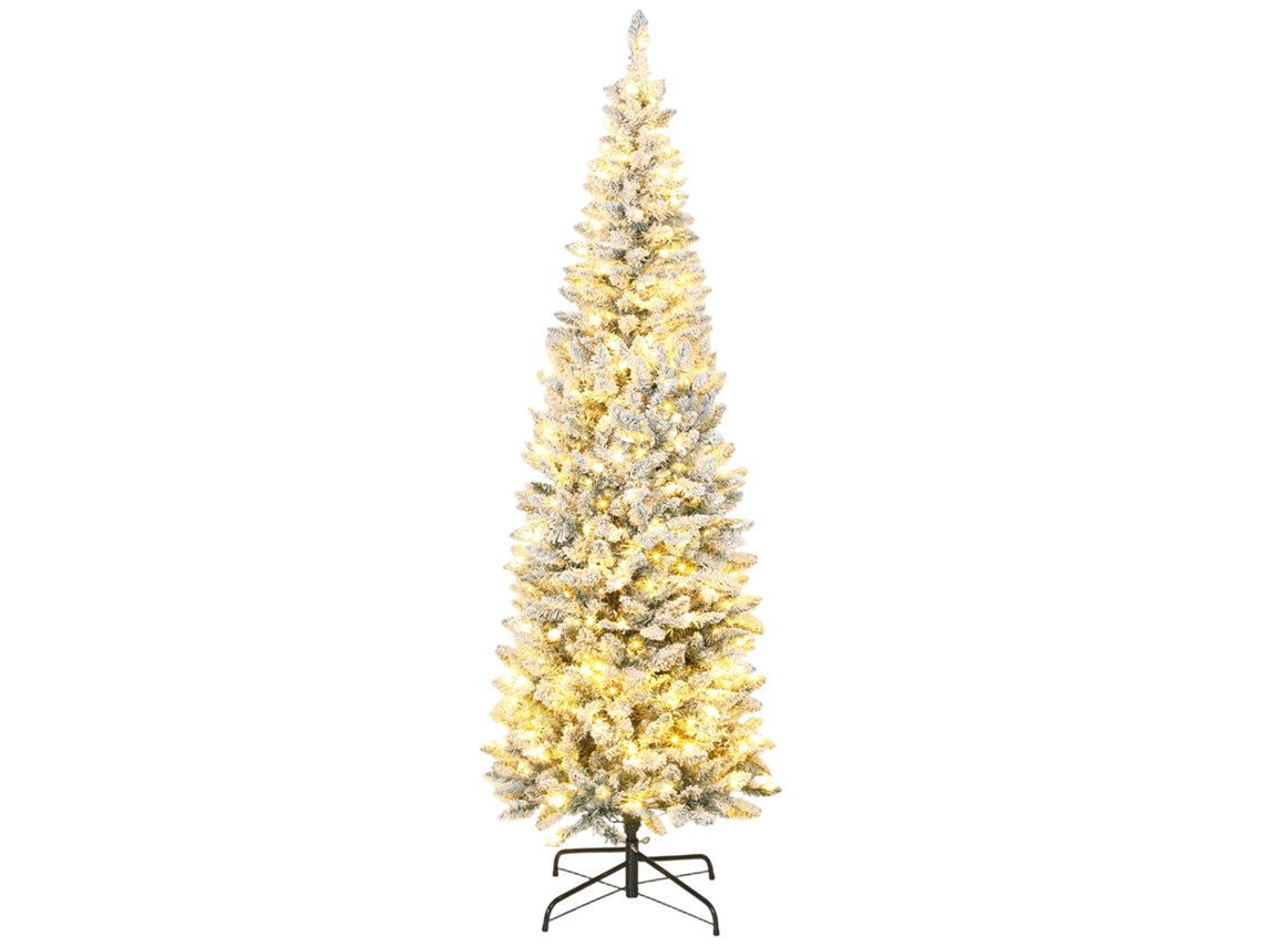 Árvore De Natal Estreita De 210 Cm Com Luzes Led Bicolor, 11 Modos De Iluminação, 687 Galhos, Verde.