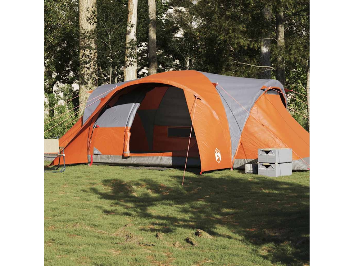 Vidaxl Tenda Familiar Cúpula Para 6 Pessoas Impermeável Cinza/laranja