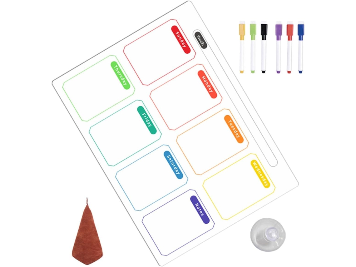 Tableau Blanc Effaçable À Sec Hebdomadaire, Planificador De Repas Magnétique Para Refrigerador, Pvc