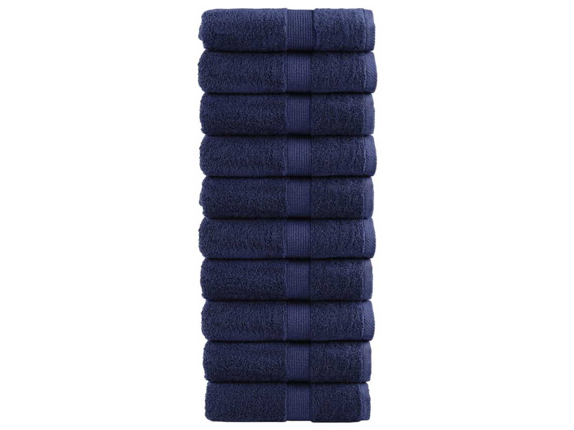 Vidaxl Toalhas De Rosto Premium Solund 10 Unidades Azul-marinho 30x30 Cm 600 G/m²