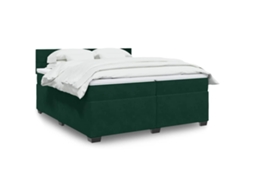 Vidaxl Cama Com Molas/colchão 200x200 Cm Veludo Verde-escuro