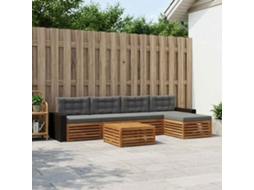 Vidaxl Conjunto De Sofás Para Exterior 6 Unid. Natural E Antracite