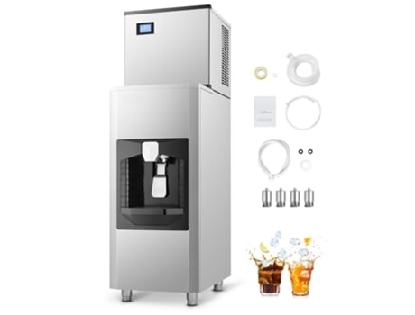 Máquina De Produção De Gelo Comercial 226,8 Kg/dia Com Depósito De 80 Kg, Painel Digital E Autolimpeza Tekmaquinas