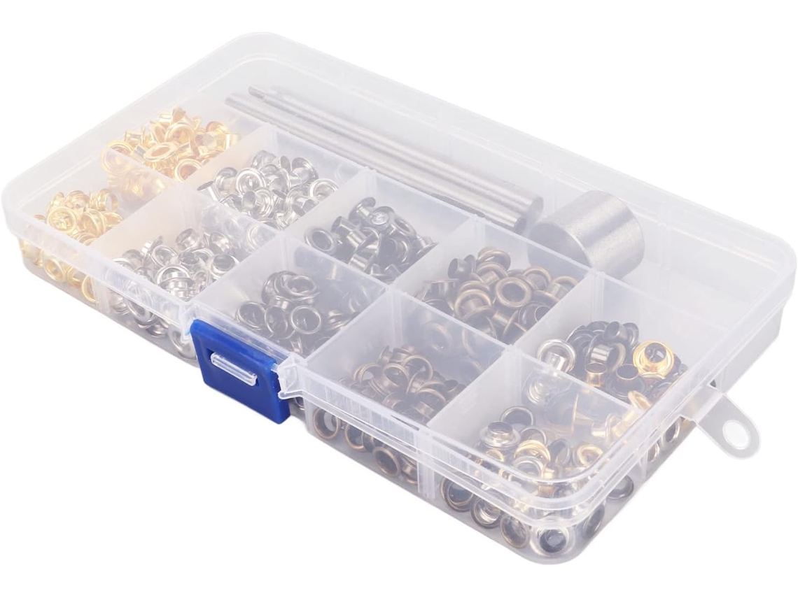 Kit de metal Ilhós 4,5 mm com 480 peças para acessórios de moda.