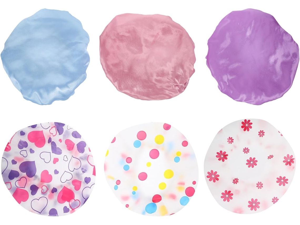 Conjunto De 6 Toucas Banho Elásticas Iplusmile Para Mulheres, Para Cabelos Longos, Mantém O Cabelo Seco, Acessório De