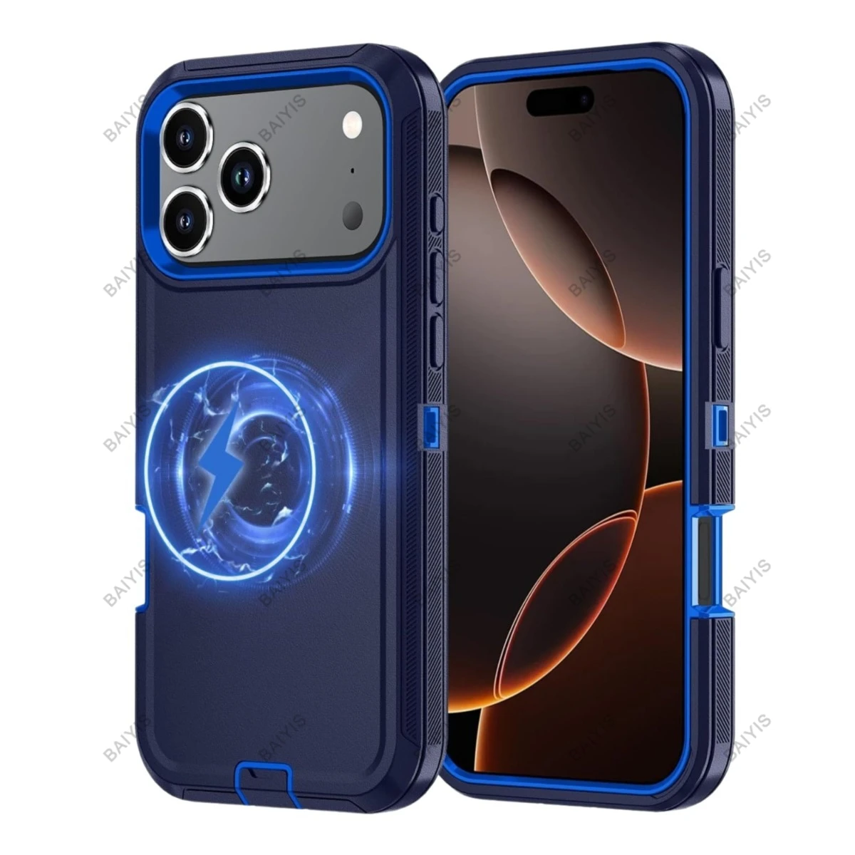 (azul, Iphone 16 Pro) Capa Protetora Resistente A Impactos, Compatível Com Carregamento Sem Fio Magnético Magesafe.