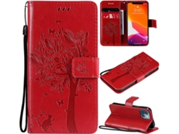 Capa Fólio Portacartões para iPhone 13 Mini HONGWE. Pele Sintética Vermelho