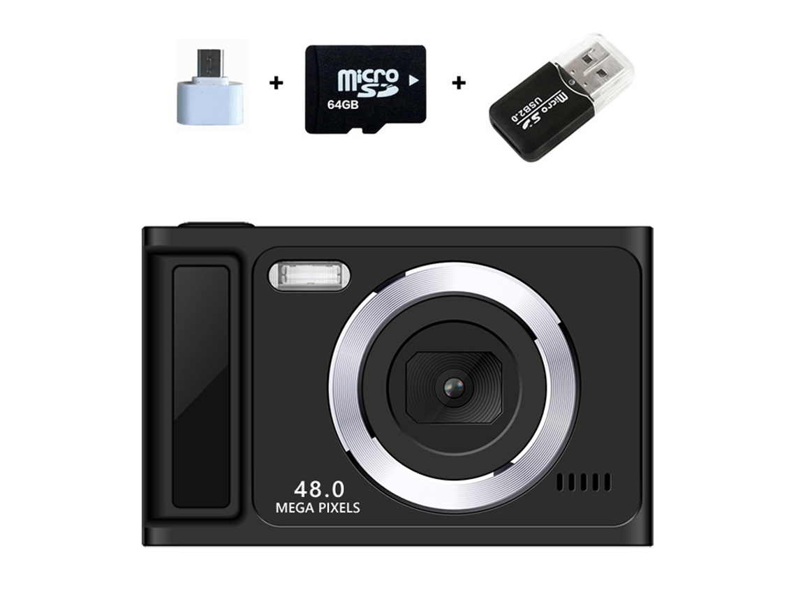Câmara Digital Tela Ips Hd De 2,4 Polegadas, Zoom De 8x (preto - Cartão De 64 Gb) Cuich