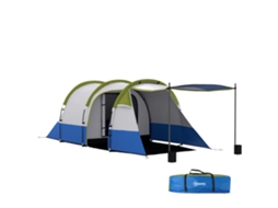 Barraca de camping túnel para 2-3 pessoas, com varanda, leve, ventilada, impermeável, 3 portas, bolsa