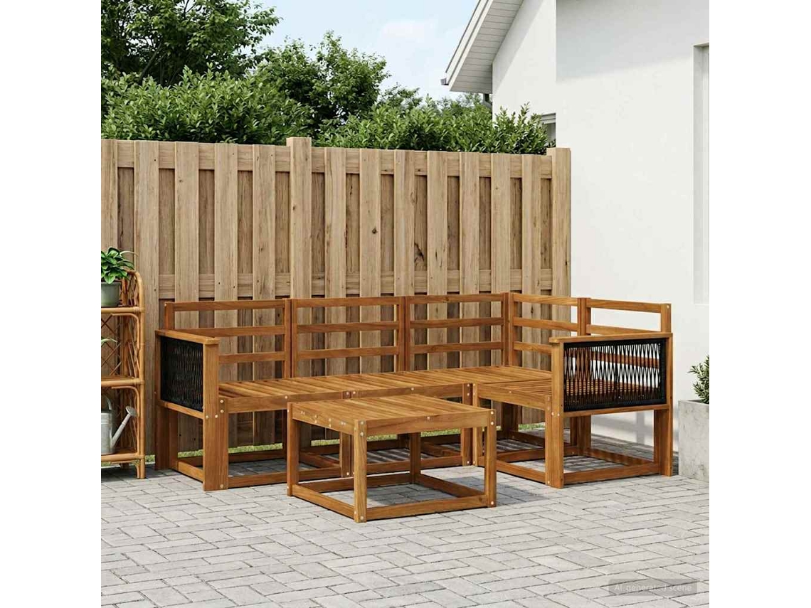 Vidaxl Conjunto De Sofás Para Exterior 5 Unid. Natural