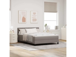Vidaxl Cama Box Com Fitas Led Cinzento-acastanhado 140 X 200 Cm Tecido