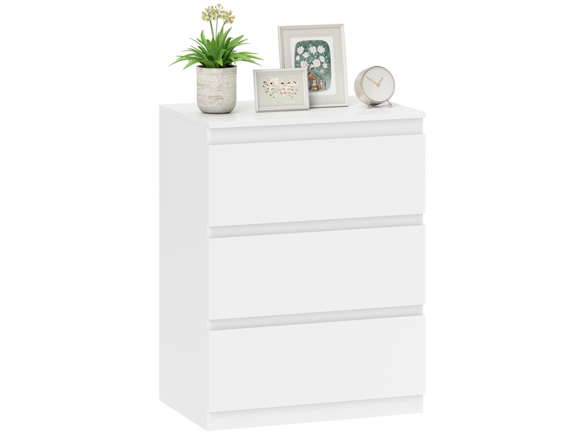 Cómoda Com 3 Gavetas, Para Sala, Quarto, Hall, Aglomerado, Branco