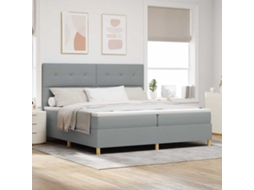 Vidaxl Cama Box Com Cabeceira Cinzento-claro 200 X 200 Cm Tecido