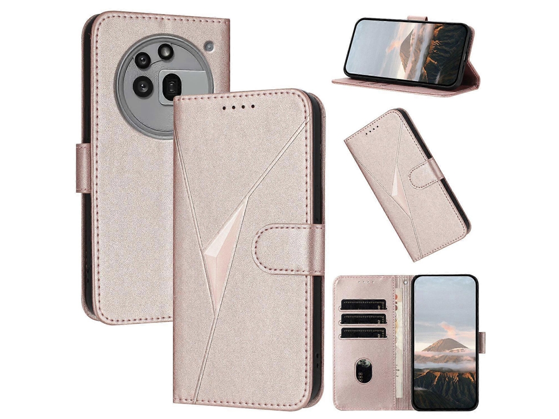 Capa De Couro Para Celular Com Fecho De Fivela E Padrão Triangular