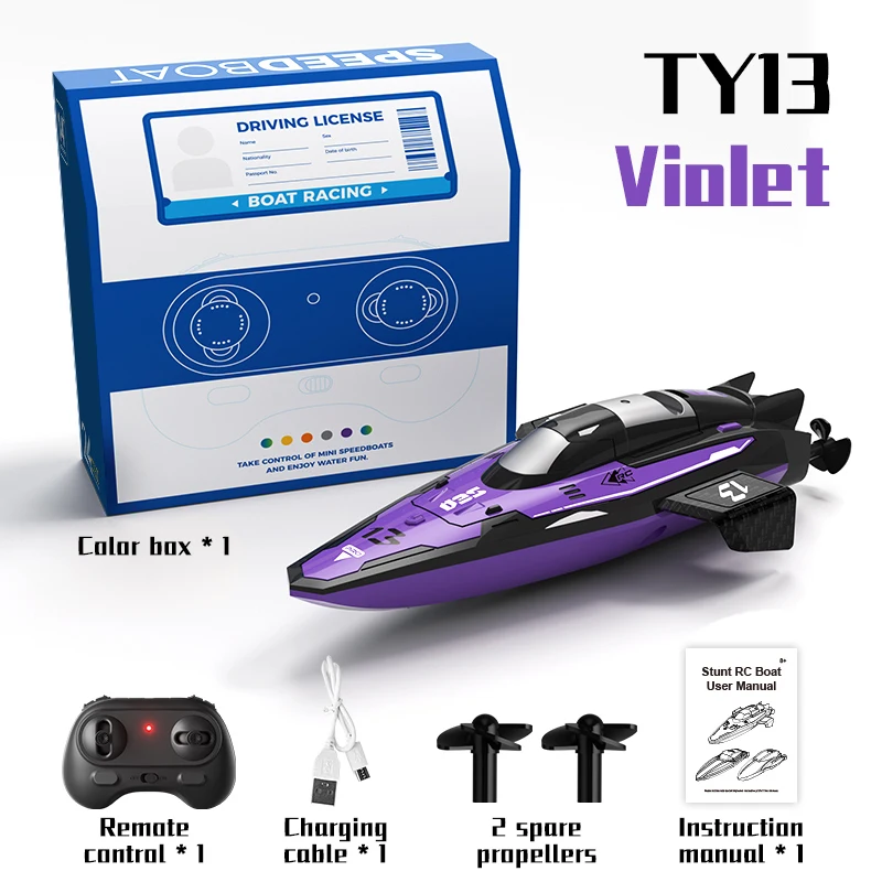 Mini Barco de Controle Remoto para Crianças, com Dois Motores, Rádio e À Prova D'água. MDUG (roxo)
