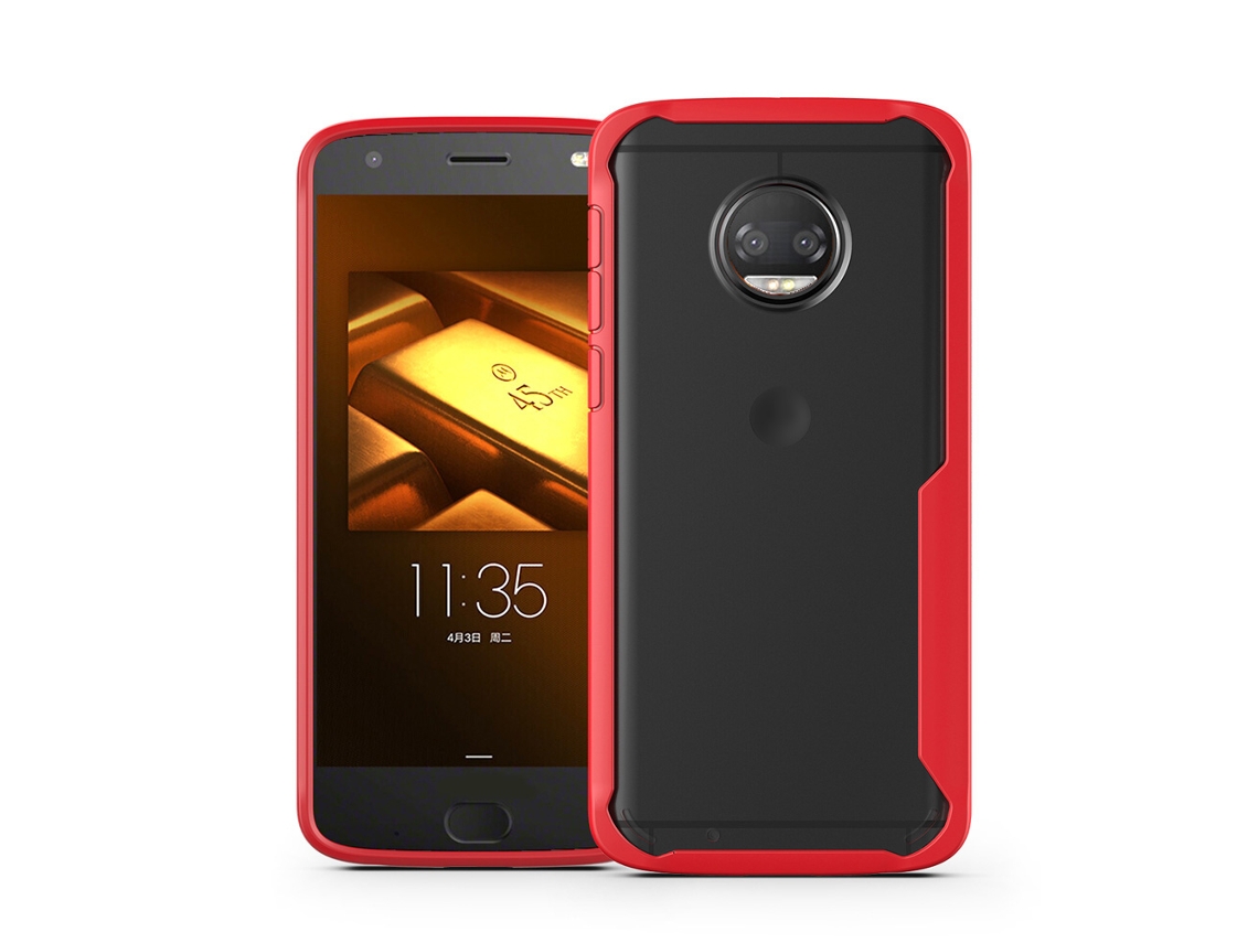 Capa LAXISCREED Motorola G6plus vermelha transparente macia anti impacto