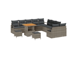 Conjunto 13 Conjunto De Sofá De Jardim Vidaxl Cinzento Vime Pe (285 X 289 X 85 Cm)