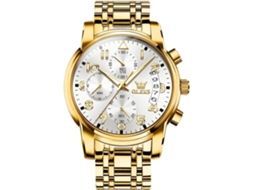 Lurelia Relógio Cronógrafo Masculino, Movimento De Quartzo, Analógico, Data/calendário, Luminoso, Detalhes Com Strass, 41 Mm, Aço Inoxidável